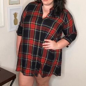 *EUC BUTTON DOWN FLANNEL SHIRT DRESS 😍
